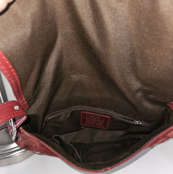 Like New!Coach Suede Burgundy Leather Crossbody bag - Picture 11 of 11